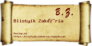 Blistyik Zakária névjegykártya